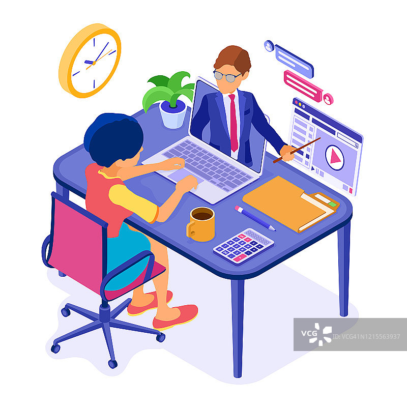 在线远程居家教育图片素材