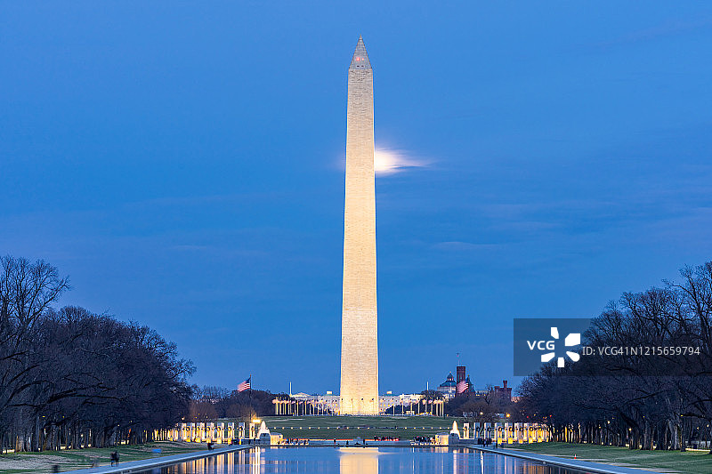 华盛顿纪念碑夜景图片素材