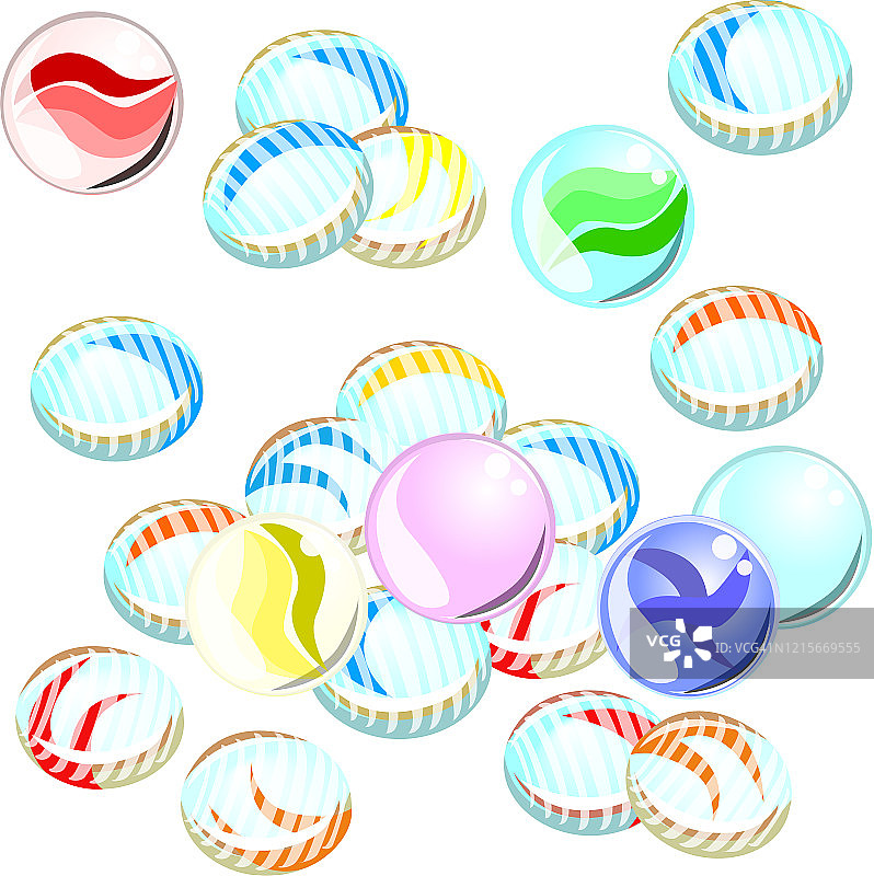 日本传统玩具“OHAJIKI”和“弹珠”插画图片素材