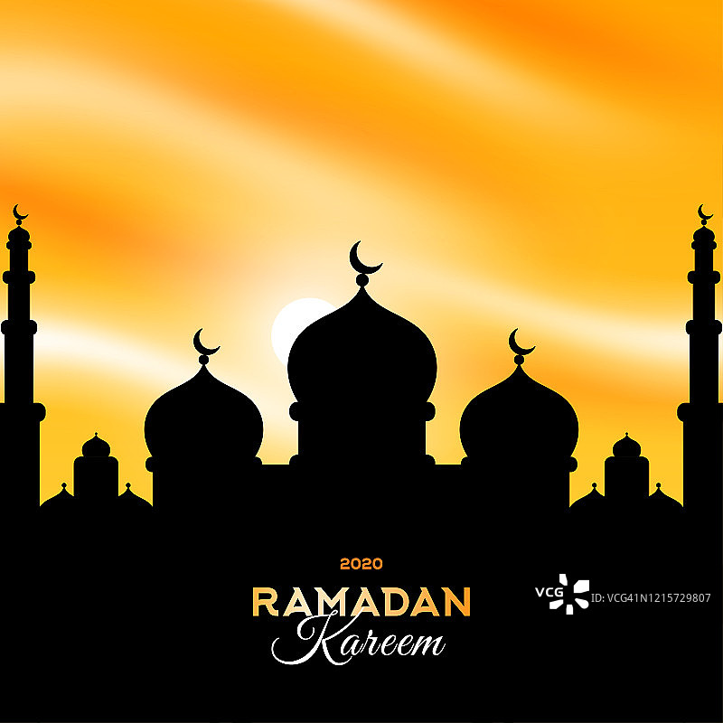 日落时分的苏丹清真寺轮廓图片素材