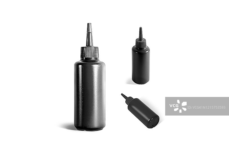 黑色挤压酱汁瓶空白模型，不同面图片素材