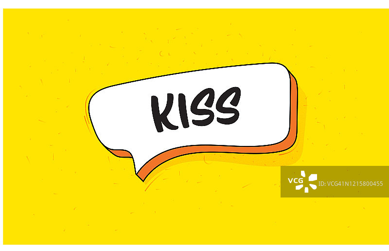 带有文字Kiss的语音气泡横幅。复古风格设计图片素材