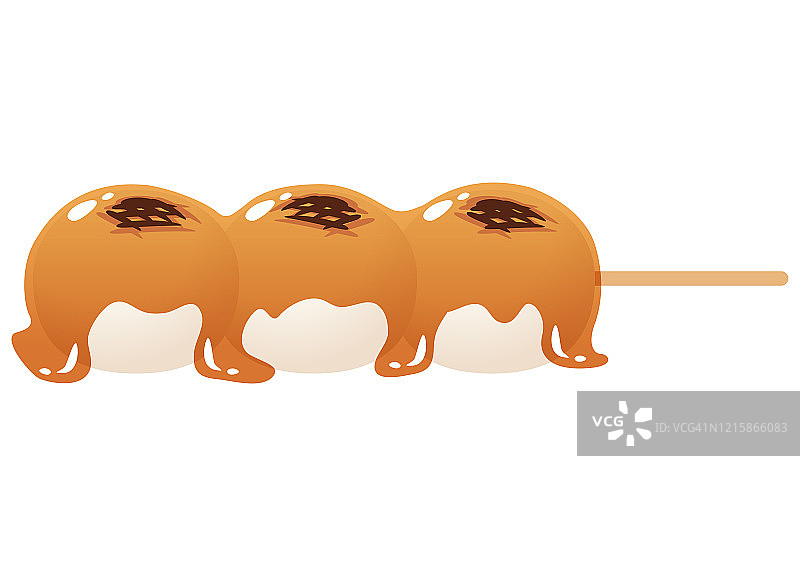 日式传统甜点：御手洗团子（甜酱油味）图片素材