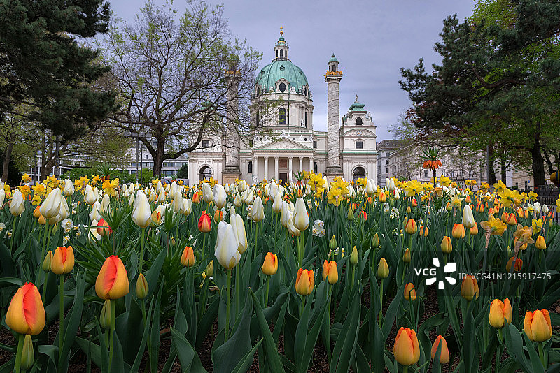 欧洲奥地利维也纳圣查尔斯教堂图片素材