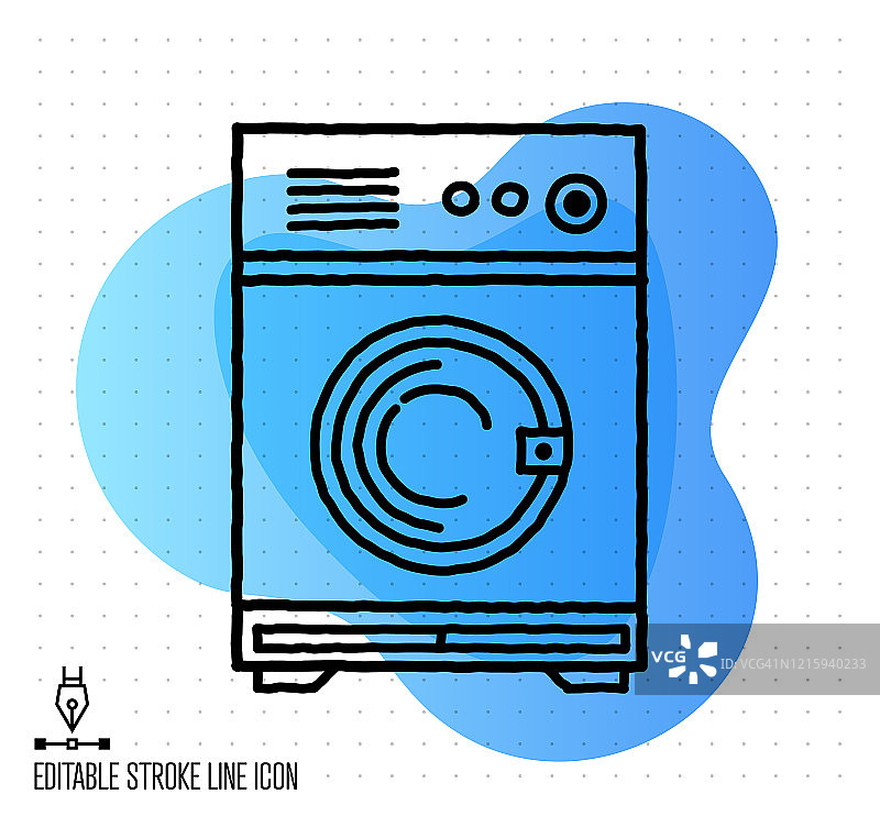 洗衣说明矢量可编辑线条插图图片素材