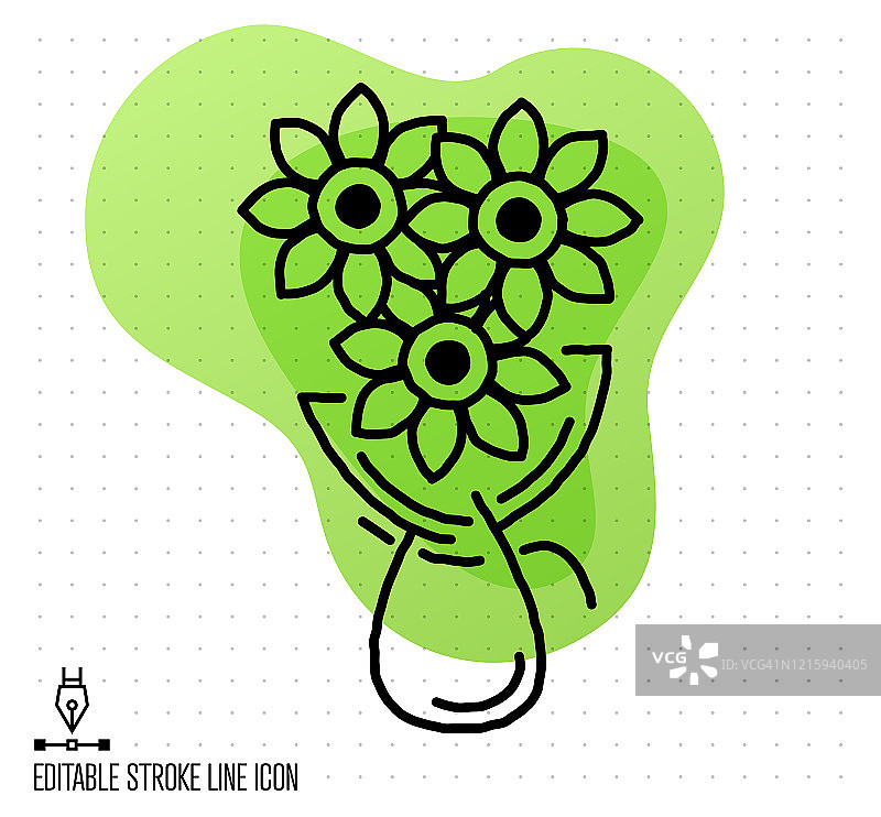 花束矢量可编辑线条插画图片素材