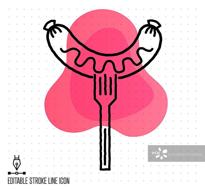 烧烤派对矢量可编辑线条插画图片素材