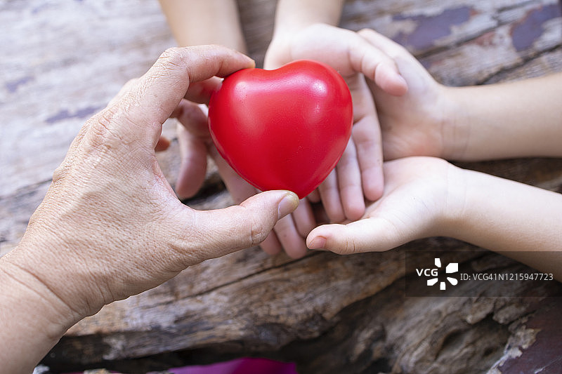 儿童手捧红心，关注心脏健康保险图片素材