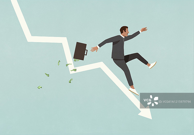 经济衰退中手提公文包的商人图片素材