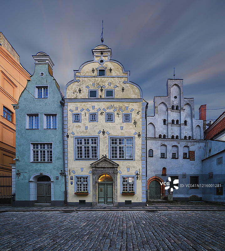 拉脱维亚里加的三兄弟住所图片素材