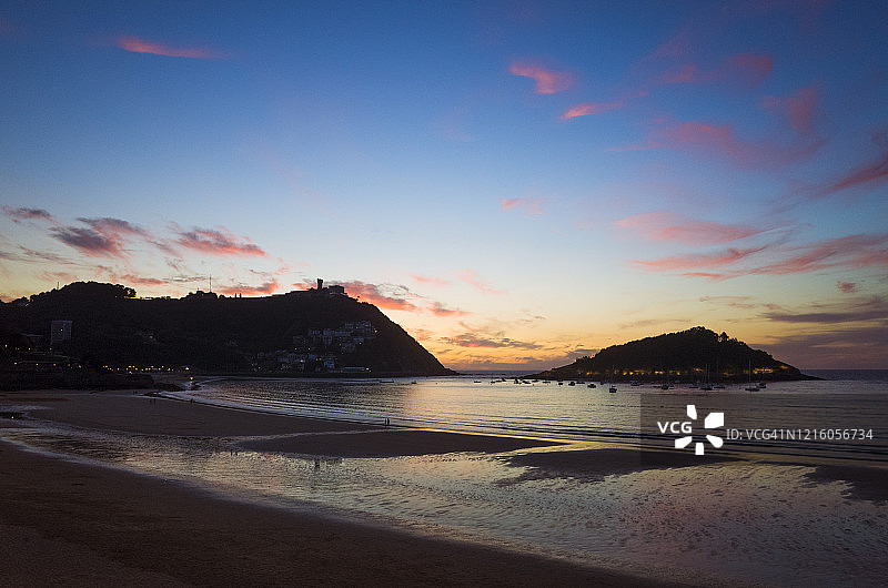 圣塞巴斯蒂安拉孔查海滩日落图片素材