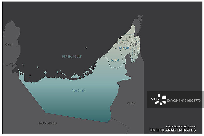 阿联酋地图：中东国家矢量地图图片素材