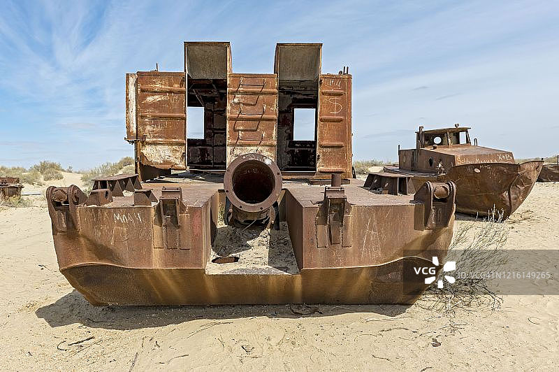 生锈的沉船，莫伊纳克图片素材