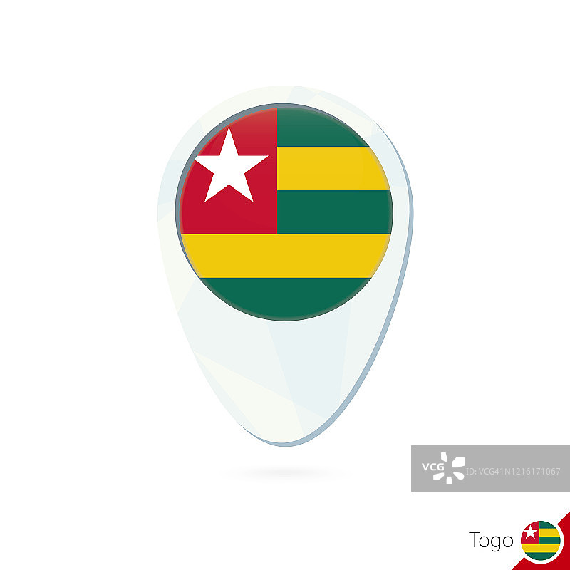白色背景上的多哥国旗位置地图图钉图标图片素材