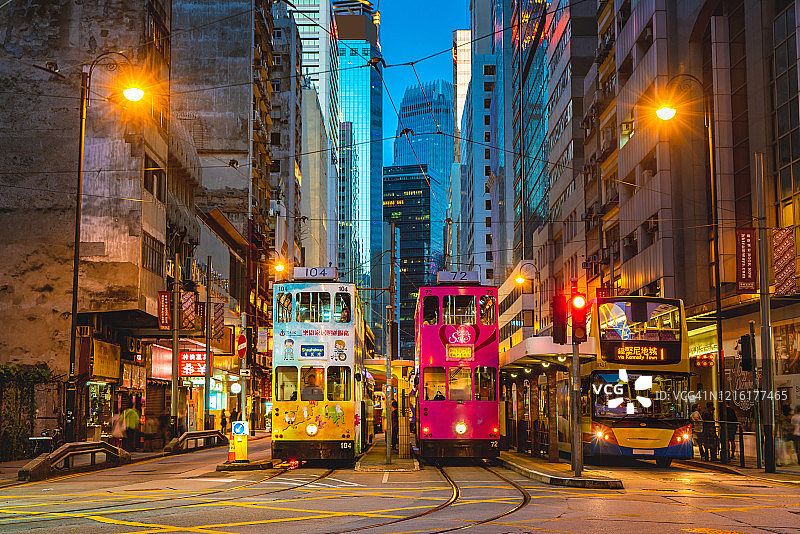 香港中环街景及有轨电车图片素材
