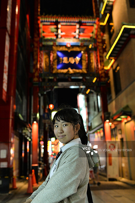 在日本横滨中华街的女孩图片素材