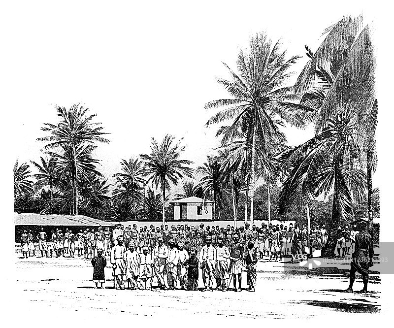 坦桑尼亚的商队驿站，旧商队终点站，商队搬运工聚集在这里，然后进入非洲内陆图片素材