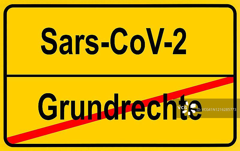 符号图片、地名标志、基本权利、新冠病毒、Sars-CoV-2、Covid-19、德国图片素材