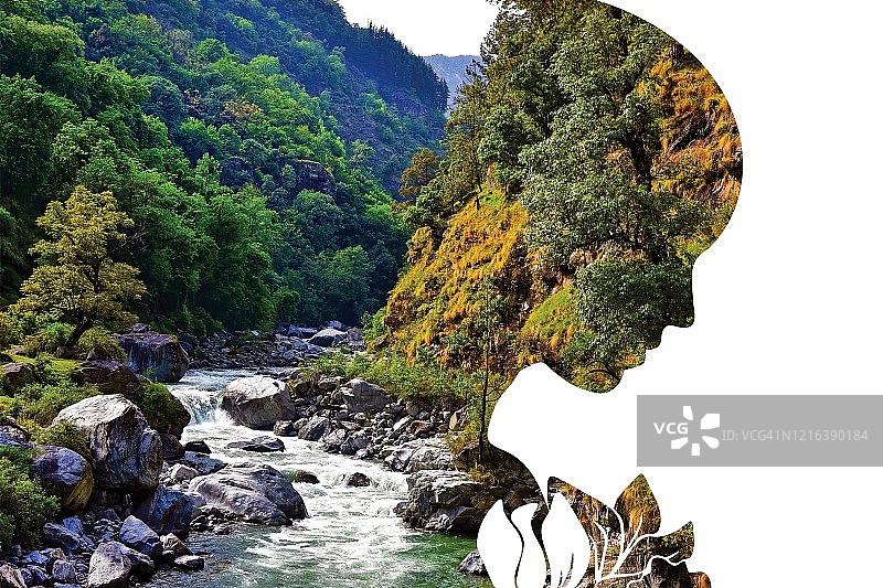 现代抽象数字森林女神艺术图片素材