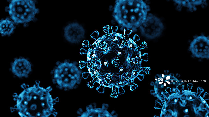 新冠病毒单色蓝图片素材