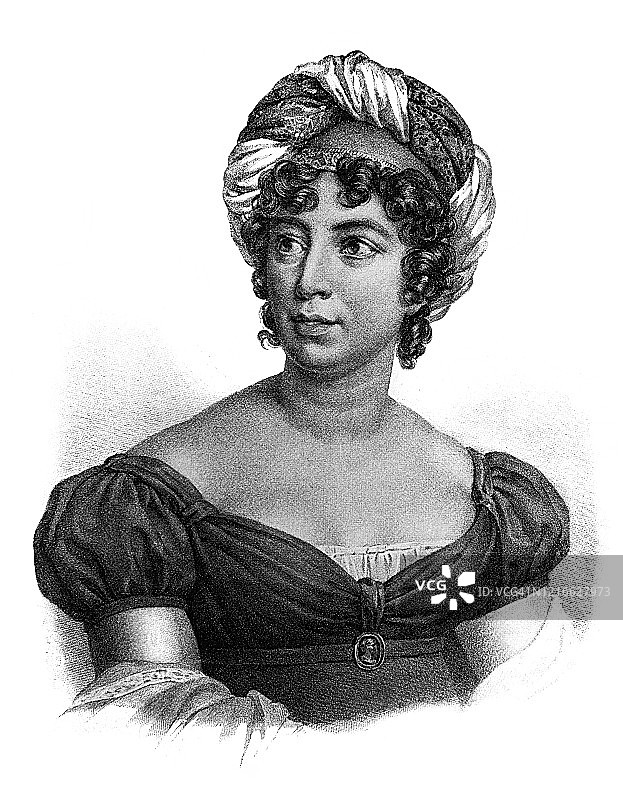法国著名女作家安妮·露易丝·热尔曼·内谢尔·斯塔尔夫人（1766-1817），歌德、席勒的朋友图片素材