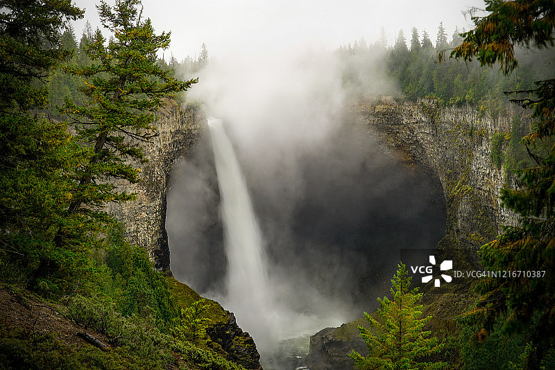 加拿大克利尔沃特韦尔斯格雷省立公园的赫尔姆肯瀑布图片素材