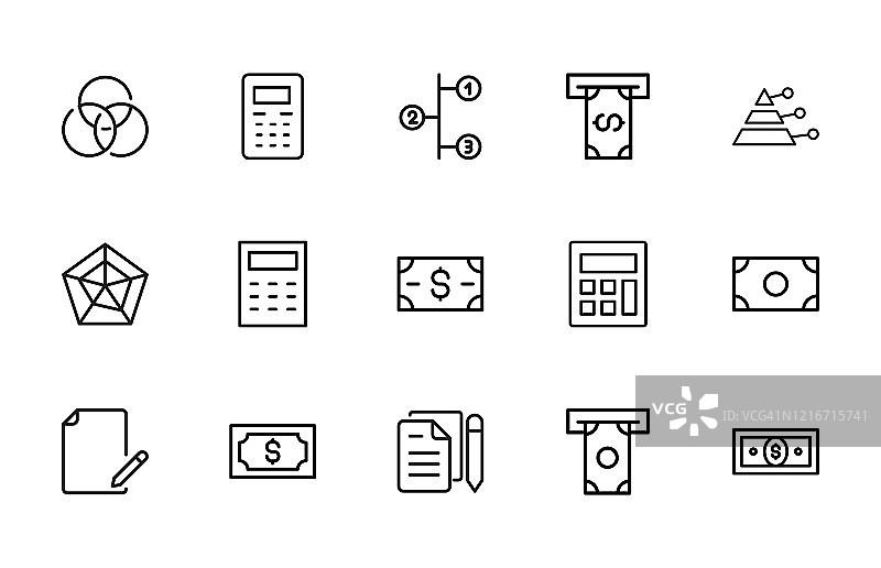 会计线性图标图片素材