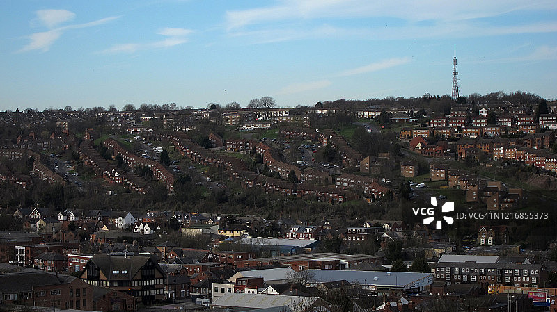 城镇山坡上的住宅区图片素材