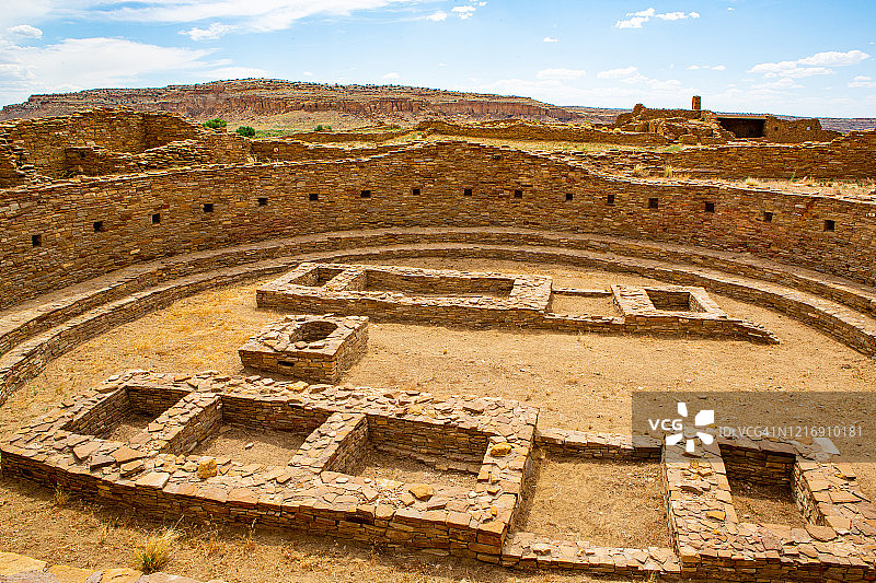 查科文化国家历史公园切特罗凯特遗址，新墨西哥州查科峡谷图片素材
