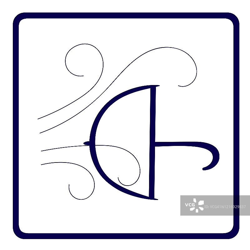 图标 - 天气和季节的素描，以雨伞和天气符号的框架形式呈现图片素材