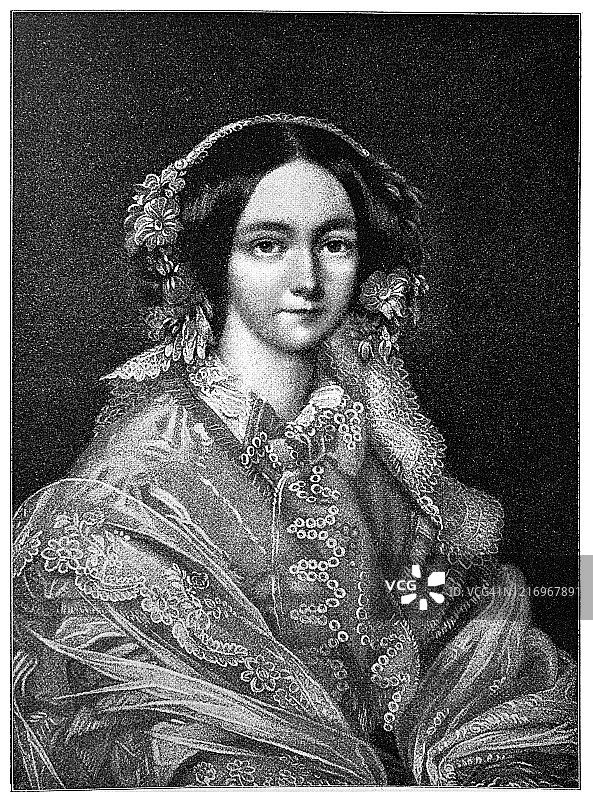 梅克伦堡-什未林的Helene（Helene Luise Elisabeth；1814年1月24日–1858年5月17日）在1837年与路易·菲利普一世的长子奥尔良的费迪南·菲利普结婚后，成为法国王储妃。图片素材