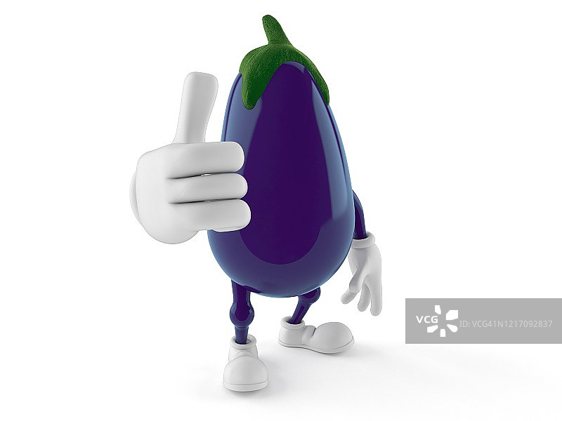 竖起大拇指的茄子卡通人物图片素材