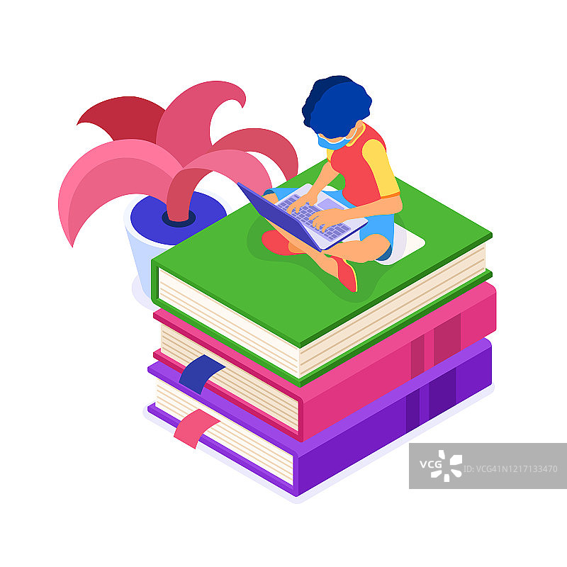 在线远程居家教育图片素材