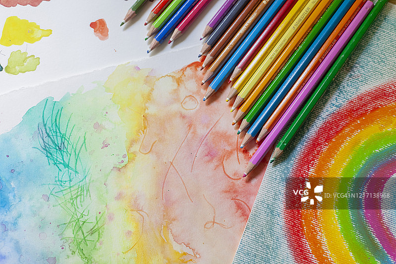 彩色铅笔笔触背景图片素材