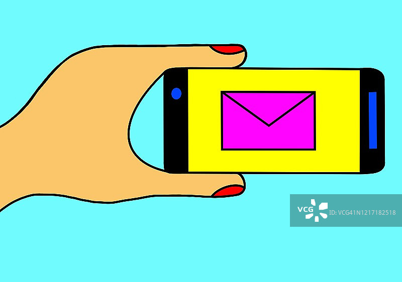 绘制手持智能手机图片素材