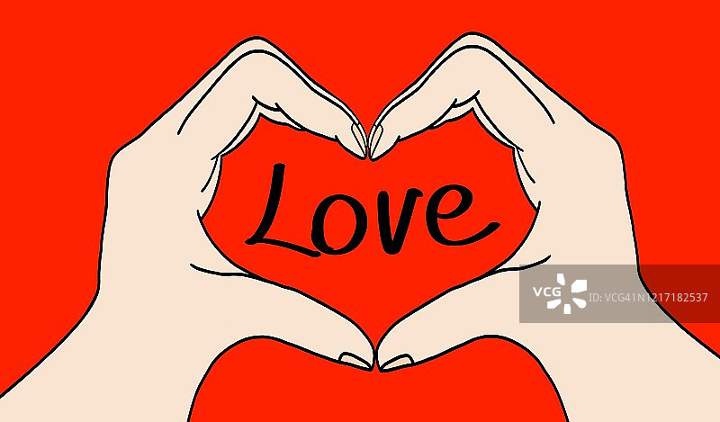 手绘心形手势图片素材