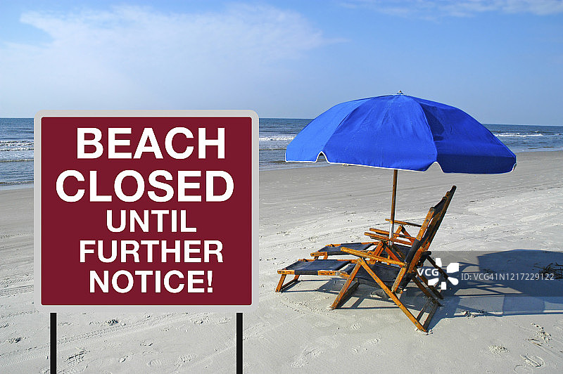 海滩关闭通知（新冠疫情期间）图片素材