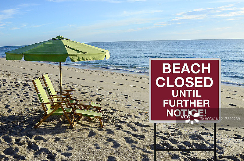 海滩关闭通知（新冠疫情期间）图片素材