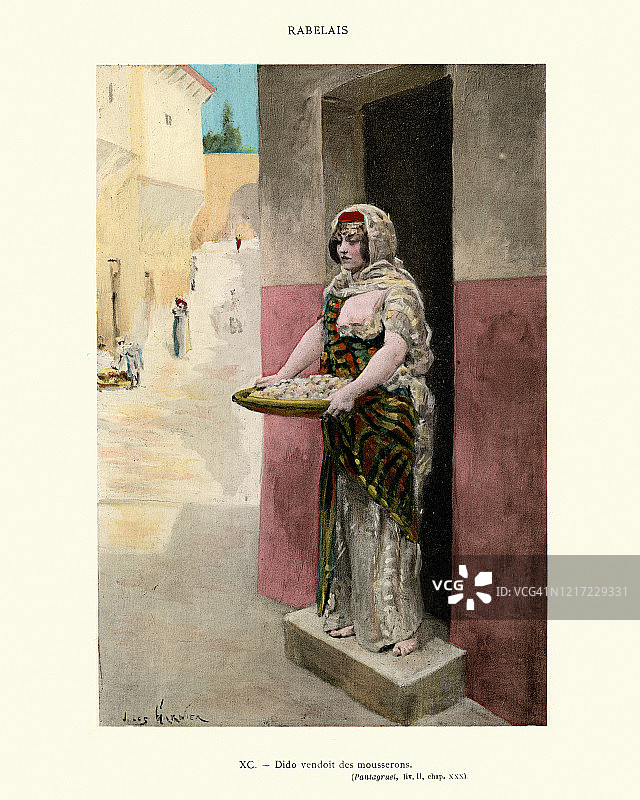 狄多出售蘑菇，拉伯雷《巨人传》图片素材