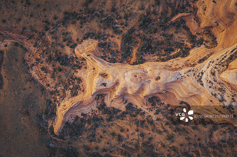 从上方拍摄的犹他州砂岩地貌图片素材