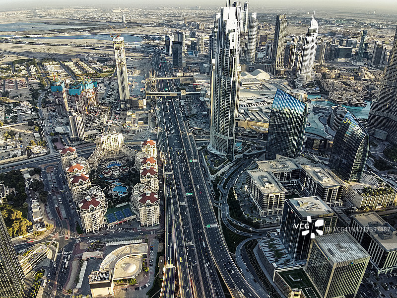 迪拜天际线无人机视角图片素材