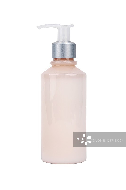 粉色保湿化妆品瓶，白色背景图片素材