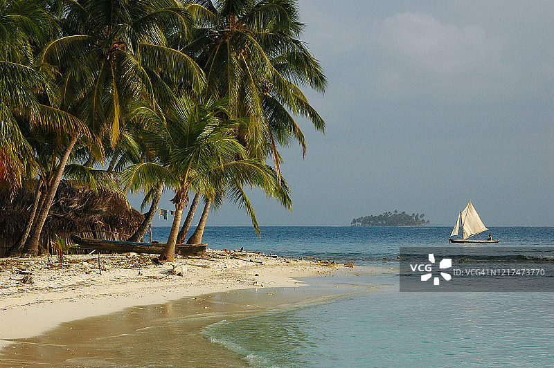 田园海滩：巴拿马圣布拉斯群岛风光图片素材