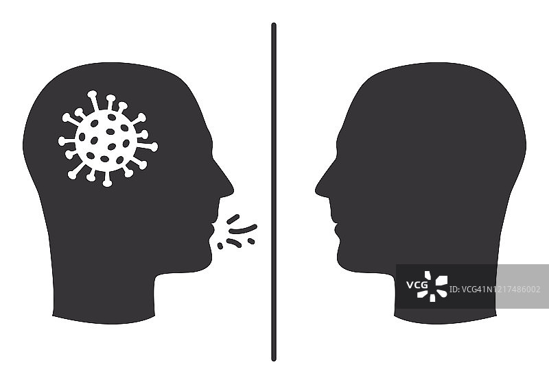 新冠病毒咳嗽防护侧面轮廓图标图片素材