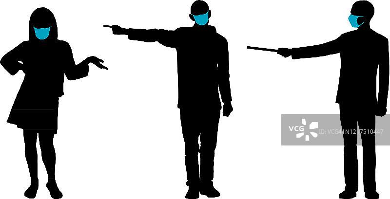 戴着外科口罩进行展示图片素材