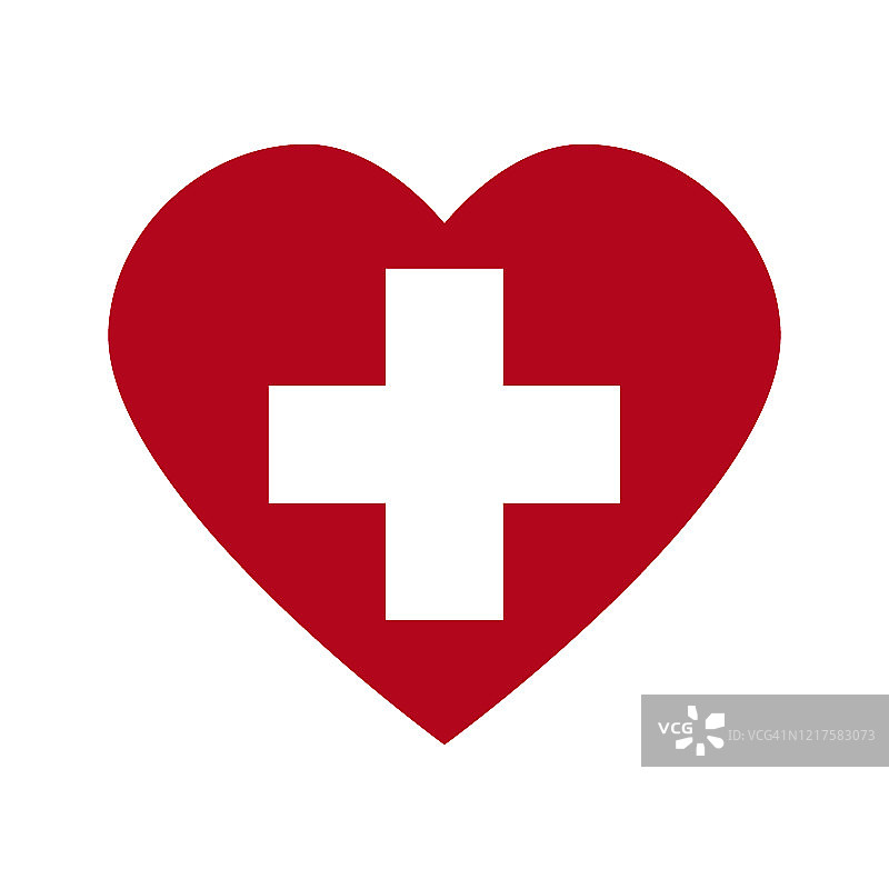 带有白色十字的红心医院标志图片素材