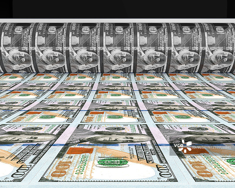 印制100美元钞票图片素材