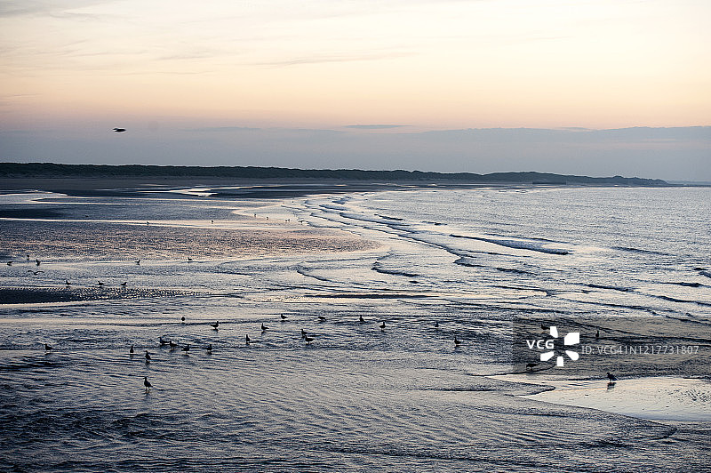 法国北部大堡菲利普海滨日落图片素材