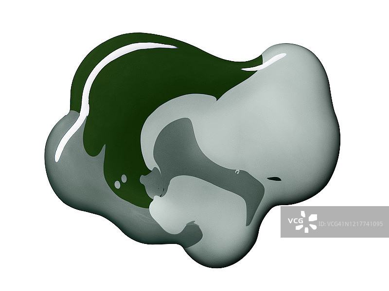 白色背景上绿色迷彩图案指甲油质地的俯视特写图片素材