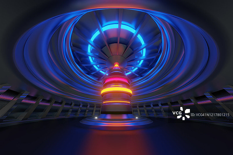 未来反应堆的3D渲染图图片素材